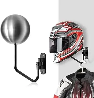 Magicfour Helmet Holder, Helmet Holder for Bike 180 Degree Rotation Helmet Rack Motorcycle with 2 Hooks Helmet Hanger for Coats, Caps, Baseballs and Rugby Helmet