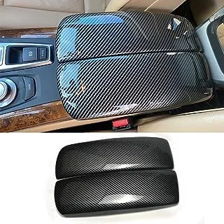 NA for BMW X5 X6 E71 E70 ABS Carbon Fiber Color Car Interior Center Armrest Box Cover Console Box Storage Box Trim Covers (X5 E70 2007-2013/X6 E71 2008-2014)