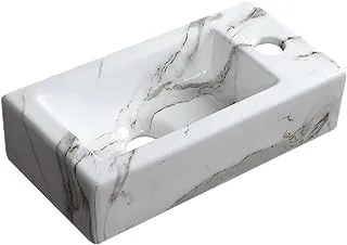 Marble Wall Hung Basin Sink Small Bathroom Sink Rectangle Ceramic Wash Basin (Right hand)…