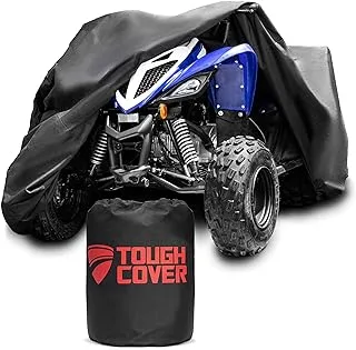 Tough Cover Basic Edition ATV Cover, Heavy Duty 210D Marine Grade Fabric, Quad Cover for Kawasaki, Honda, Polaris, Yamaha, and More. Protection Against Water, Wind, UV. 4 Wheeler Accessories (Black)