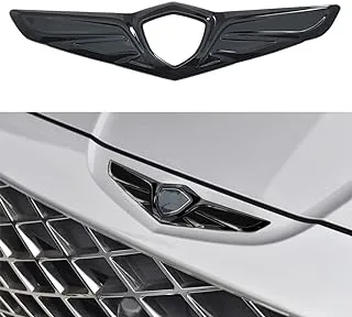 Kolya Glossy Black Front Hood Center Wing Emblem Logo Cover Bumper Badge Molding Trim for Genesis GV80 2021 2022 2023