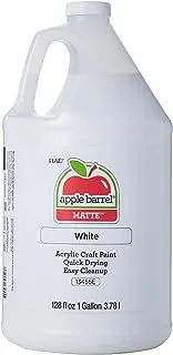 Apple Barrel White جالون واحد (128 أونصة سائلة)، لون نهائي غير لامع، مستلزمات الرسم والفنون، طلاء أكريليك للفنون والحرف اليدوية، 1 جالون (عبوة من قطعة واحدة)