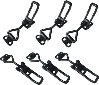 Black Toggle Latch Clamp, Heavy Duty Adjustable Toggle Clamp for Smoker Door Latch, Metal Pull Latch for Box, Gate, Cabinet, Case (B4001-6PCS)