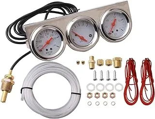 CENTAURUS 3 in 1 Car Meter Auto Gauge Triple Gauge Kit,Voltage Gauge Water Temp Gauge Chrome Oil Pressure Sensor 12V 52mm（Voltmeter + Water Gauge + Oil Press Gauge)