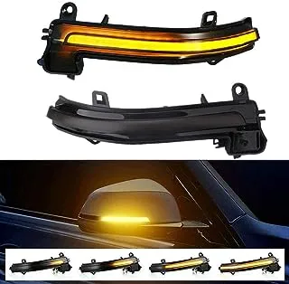 LED Dynamic Sequential Turn Signal Light for BMW 1 2 3 4 Series F30 F20 F21 F22 F32 F33 F80 F82 F86 E84 X1 i3 M2 - Rear View Mirror Side LED Marker Lamp Smoked Lens Amber Blink Indicator