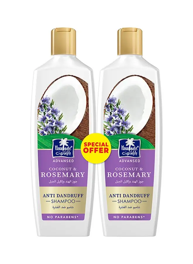 Parachute Advansed Anti-Dandruff Shampoo With Rosemary And Coconut Pack of 2 Purple 340ml