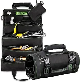 Tool Roll Up Bag - Heavy Duty Roll Up Organizer with 6 Tool Bags,1000Dx1000D Tool Roll Organizer for Motorcycle and Truck