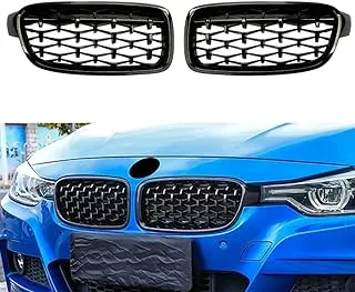 Dasbecan Front Grille Kidney Titanium Black Grill Replacement Compatible with BMW F30 F31 F35 2012-2018