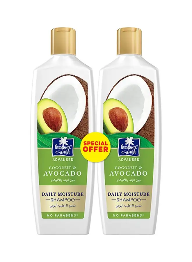 Parachute Advansed Daily Moisture Shampoo With Avocado And Coconut Pack of 2 Green 340ml