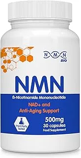 NMN Bio 99% Pure Beta Nicotinamide Mononucleotide Capsules For Anti-aging Support 500mg 30's