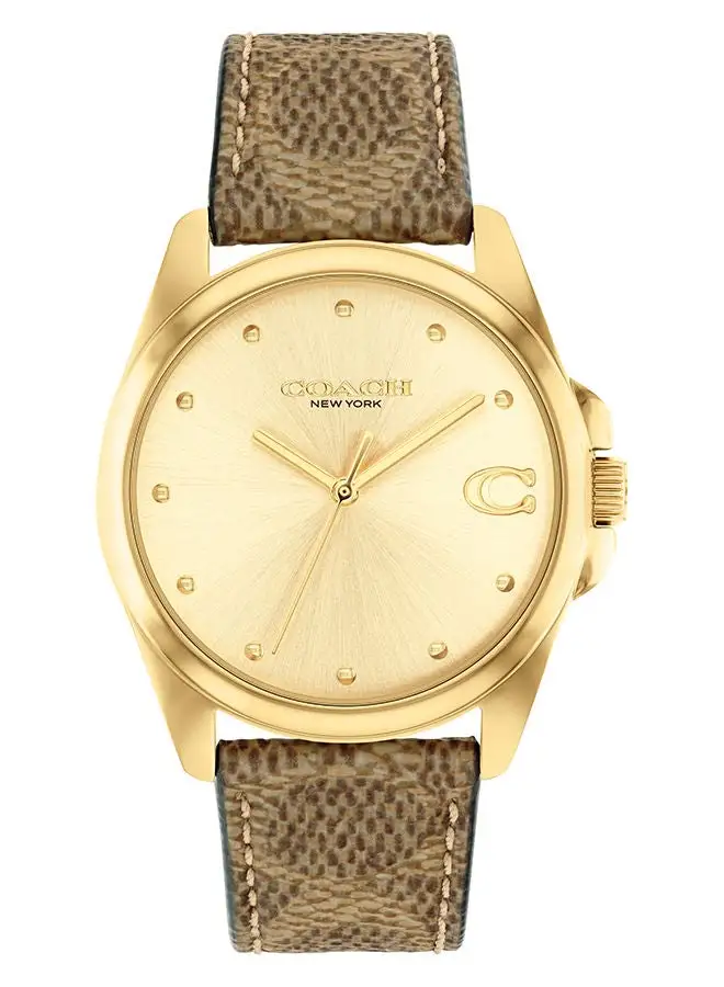 COACH Women Analog Round Shape Leather Wrist Watch 36 mm