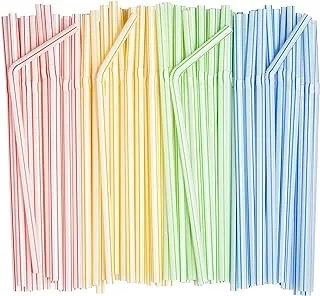 Mumoo Bear disposable Bendable pp Stripes 6mm Bend Breakfast Soybean Milk Drink Sucker 100 pcs 24cm, Drinking Straw