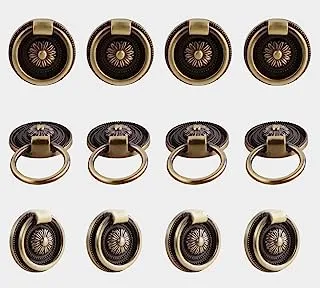 Headsitg 12 Pcs Antique Drawer Pull Ring Cabinet Ring Handle Cabinet Drawer Dressing Knob Handle Antique Brass