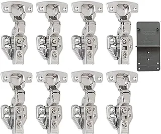 LOOTICH 110 Deg Kitchen Units Concealed Cabinet Door Mute Hinges 35mm Soft Close Inset and Embed Mounting 8 Pieces (Include Drilling Jig)