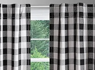 Window Panels Curtain in Gingham Check Cotton Fabric 50x96 Black&White, Set of 2,Farmhouse Curtain, Tab Top Curtains, Room Darkening Drapes, Curtains for Bedroom, Curtains for Living Room, Curtains