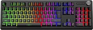 Redgear MT02 Keyboard with LED Modes, Windows Key Lock, Floating & Double Injected Keycaps, Control Knob and Ergonomic Design(Black)