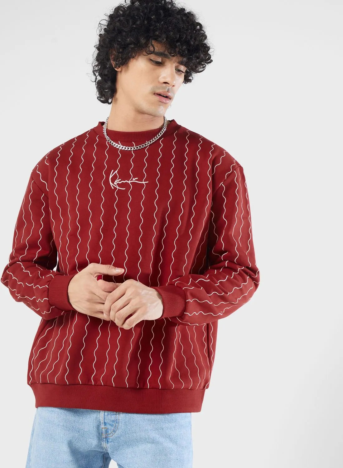 Karl Kani Small Signature Ziczac Pinstripe Sweatshirt