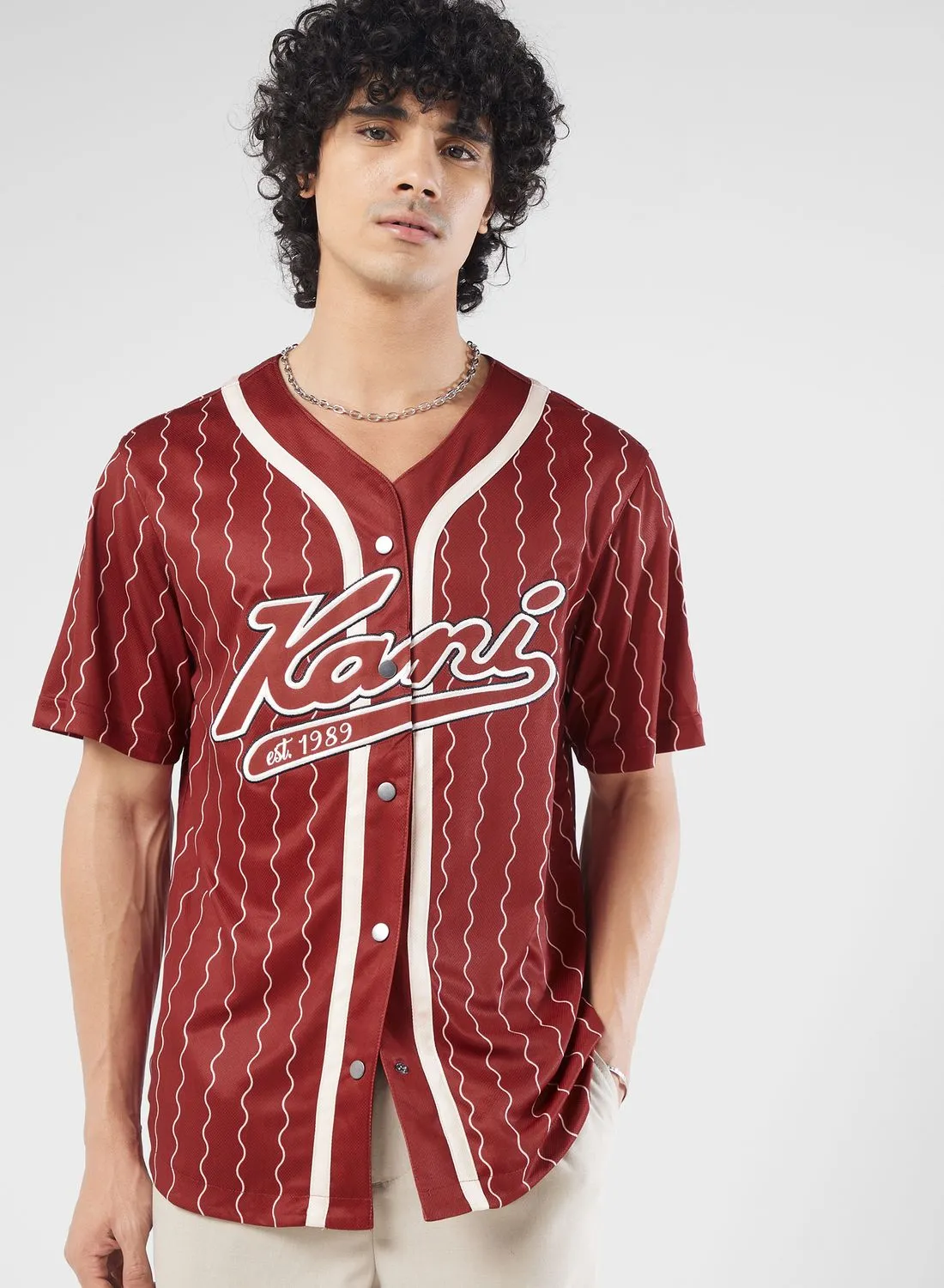 Karl Kani Varsity Ziczac Pinstripe Baseball Shirt