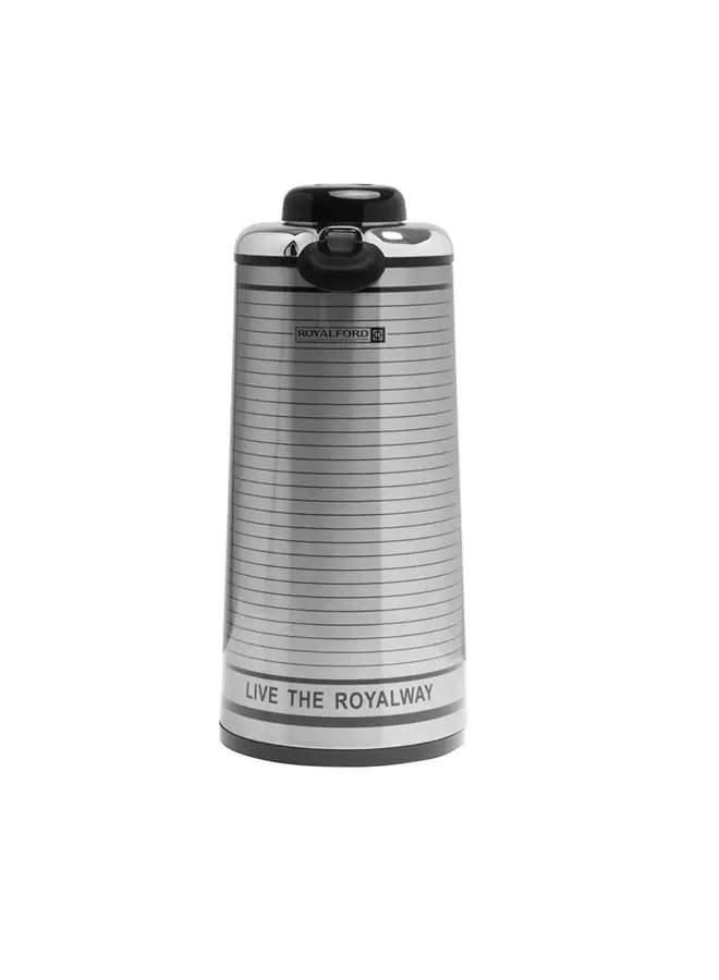 Royalford Double Wall Heat Insulated Vacuum Flask Silver/Black 1.9Liters