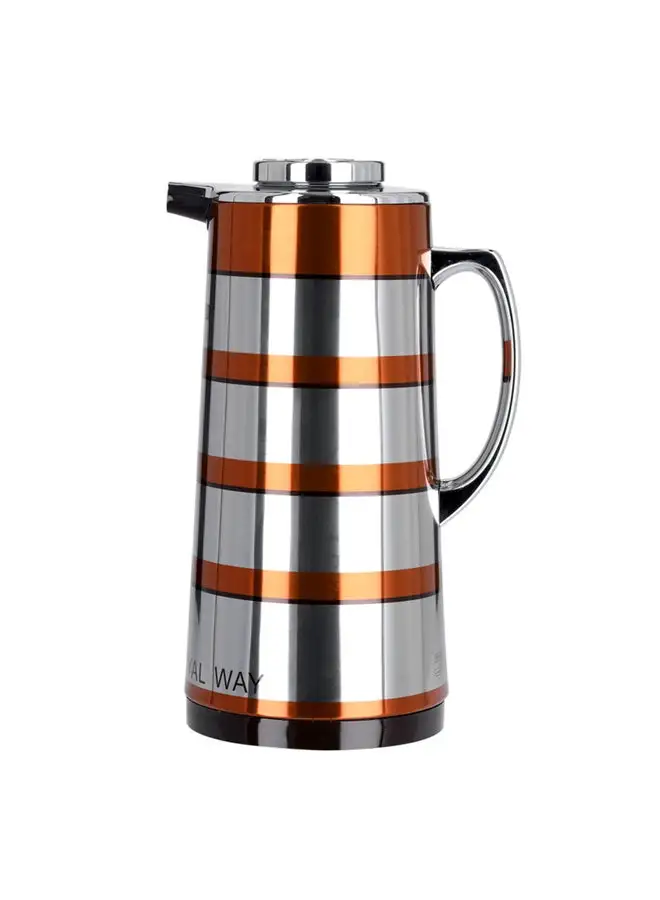 Royalford Double Wall Golden Figured Vacuum Flask Silver/Orange/Black