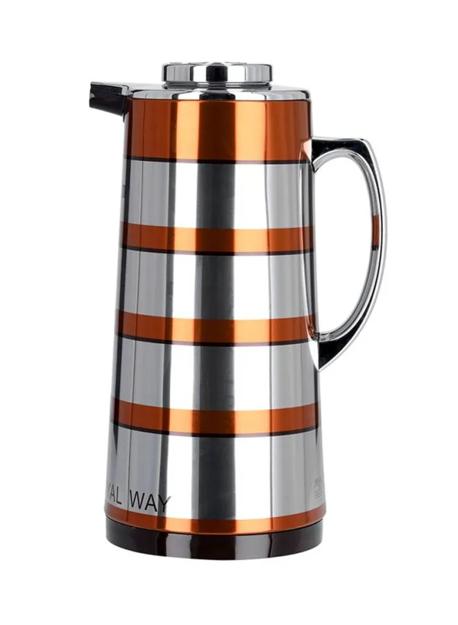 Royalford Double Wall Golden Figured Vacuum Flask Silver/Orange