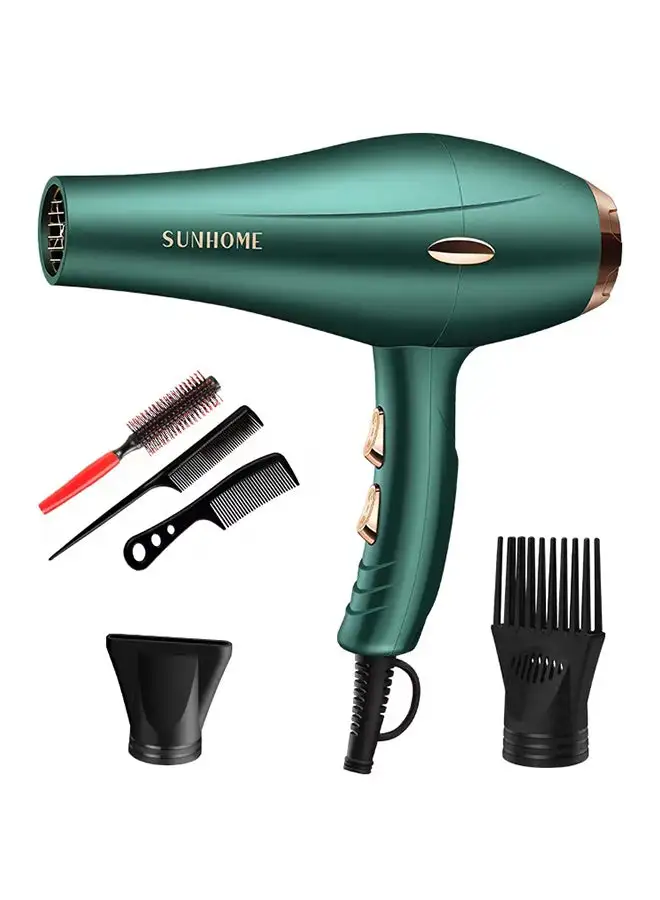 Sunhome 6-Piece Professional Hair Dryer Set ,1800W Green