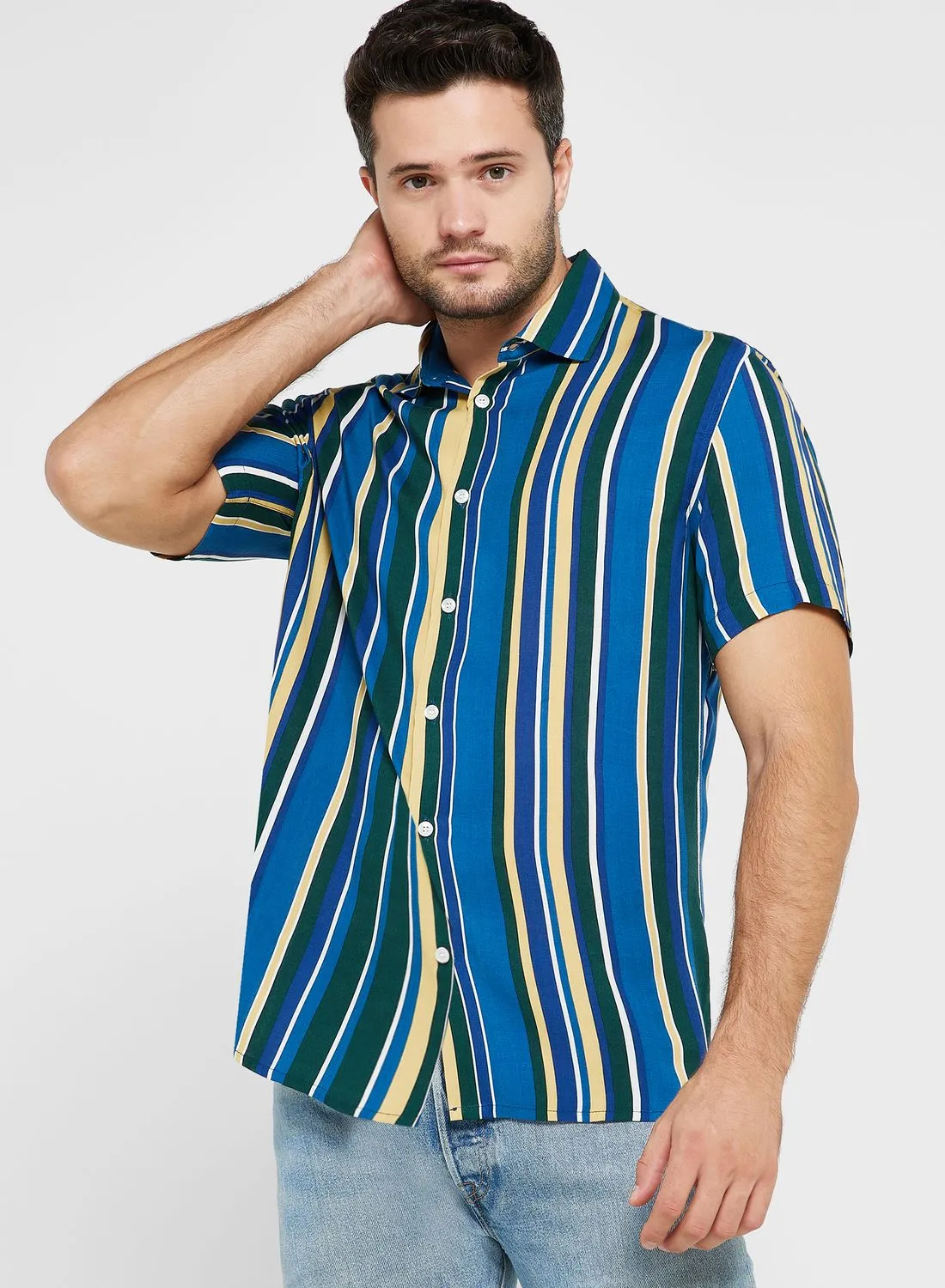 Mango Man Striped Regular Fit Shirt