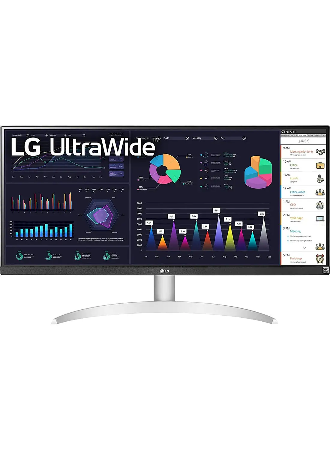 Lg 29WQ600-W 29-Inch 21:9 UltraWide Full HD (2560 x 1080) 100Hz IPS Monitor, with RGB 99% Color Gamut with HDR10, USB Type-C, AMD FreeSync, Built in Speakers, 3-Side Virtually Borderless Design Silver