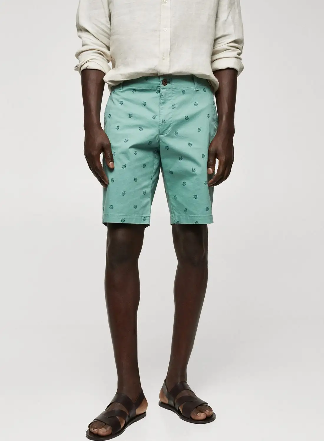 Mango Man Printed Slim Fit Shorts