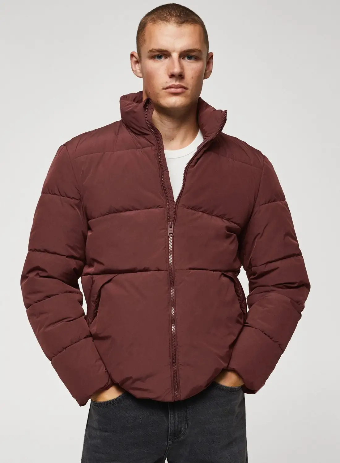 Mango Man Zip Through Puffer Jacket