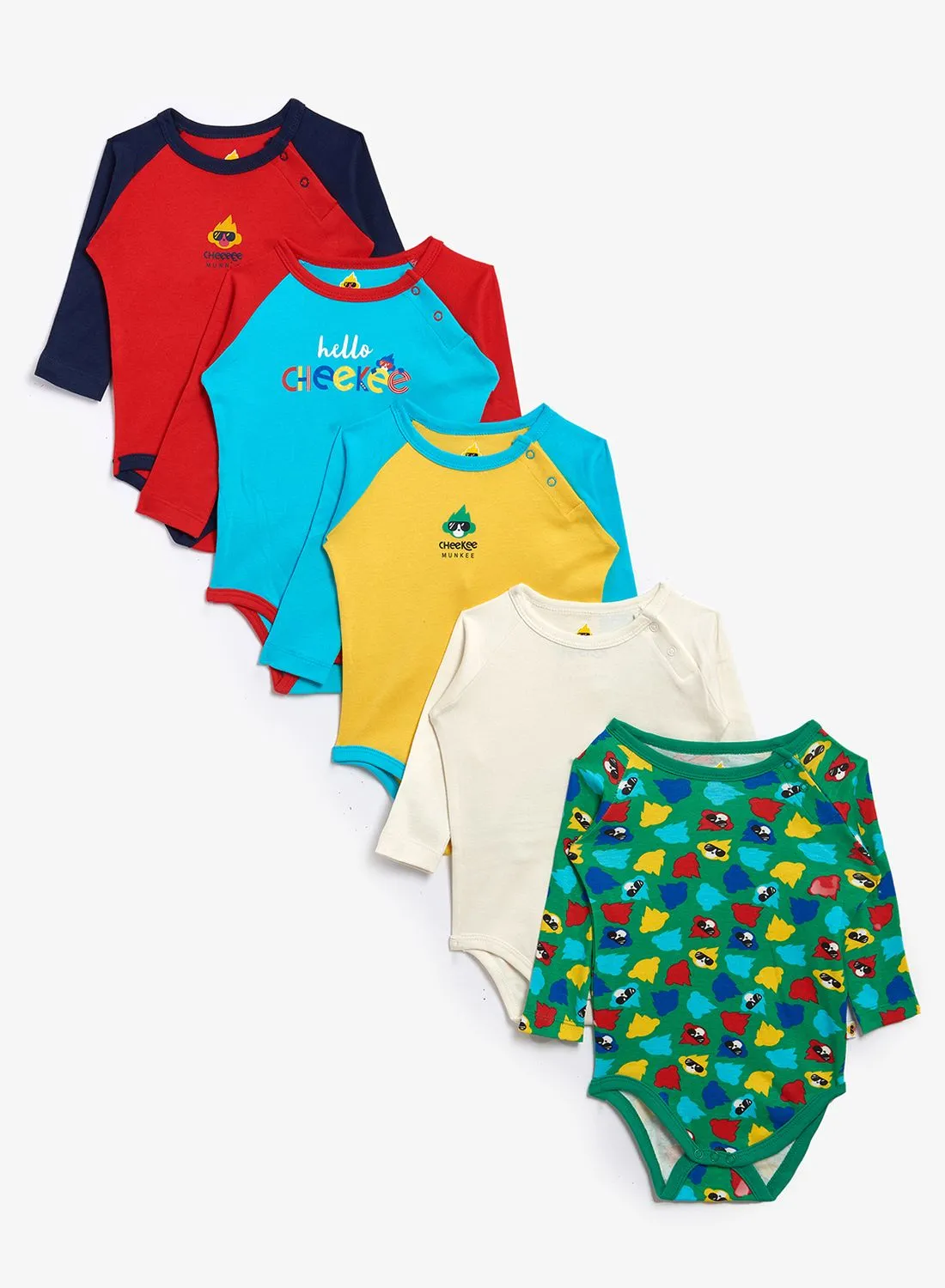 Cheekee Munkee Infant 5 Pack Assorted Bodysuit