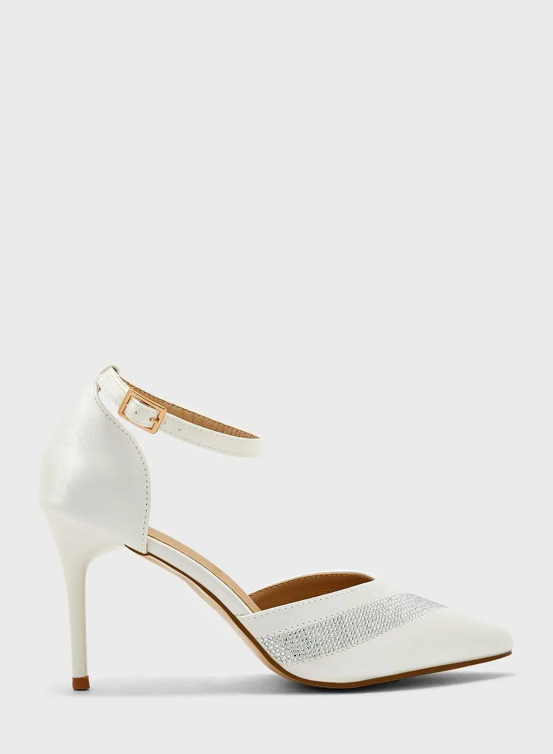 Ella Limited Edition Diamante Stripe Pointed Ankle Strap Pump