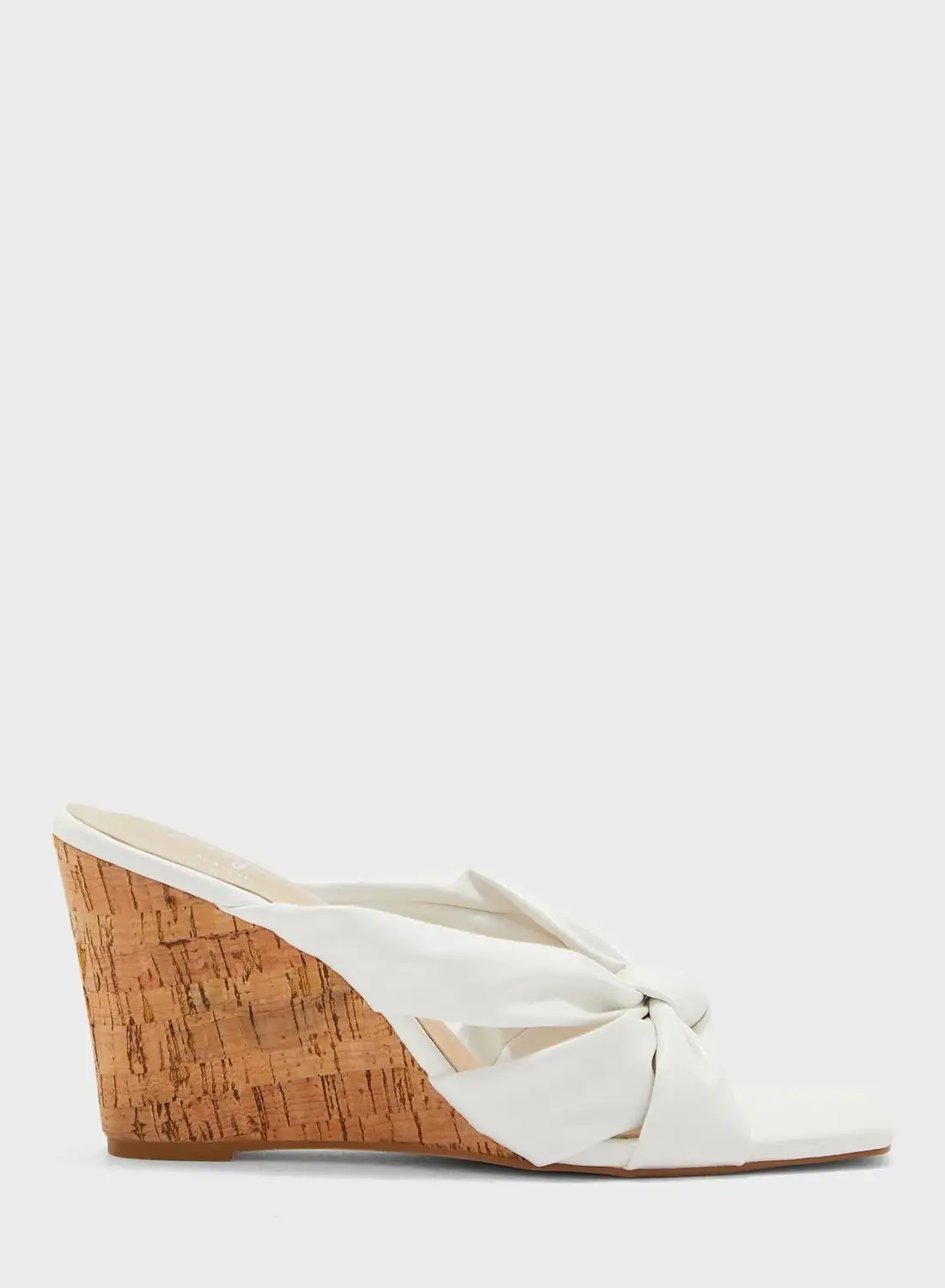 Ginger Knot-Front Leather Wedge Mules