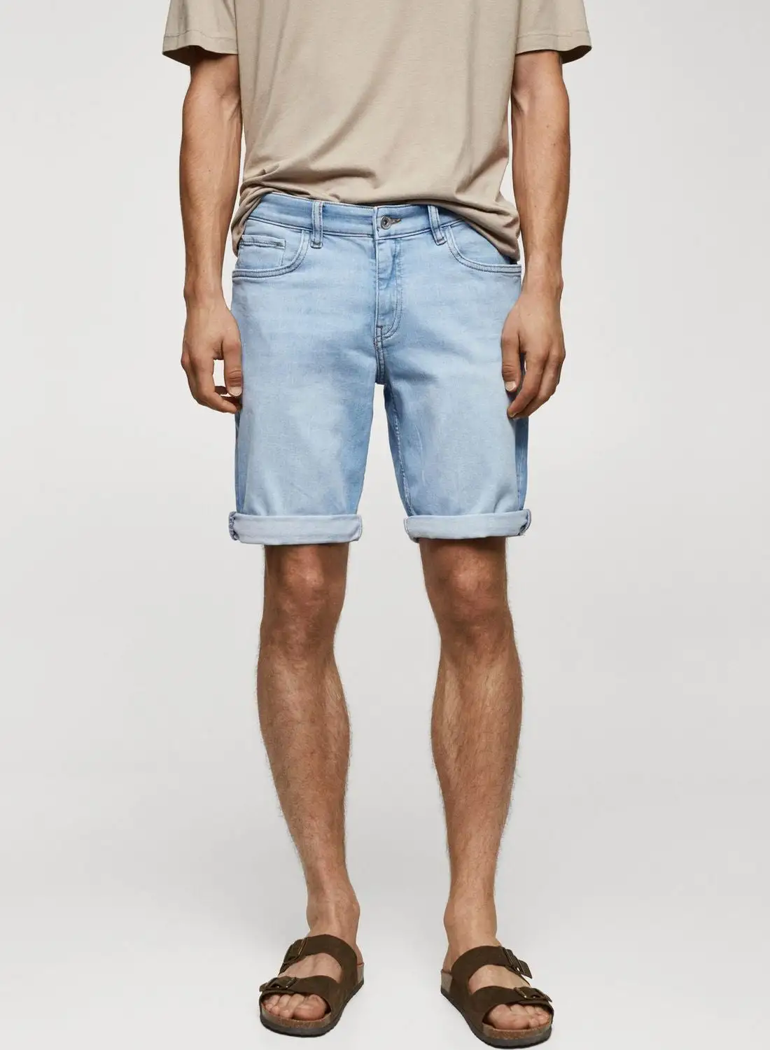 Mango Man Light Wash Denim Shorts