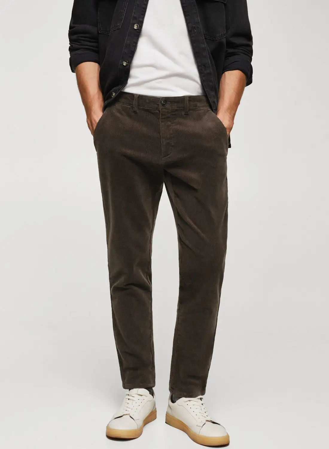 Mango Man Corduroy Tapered Cropped Fit Pants