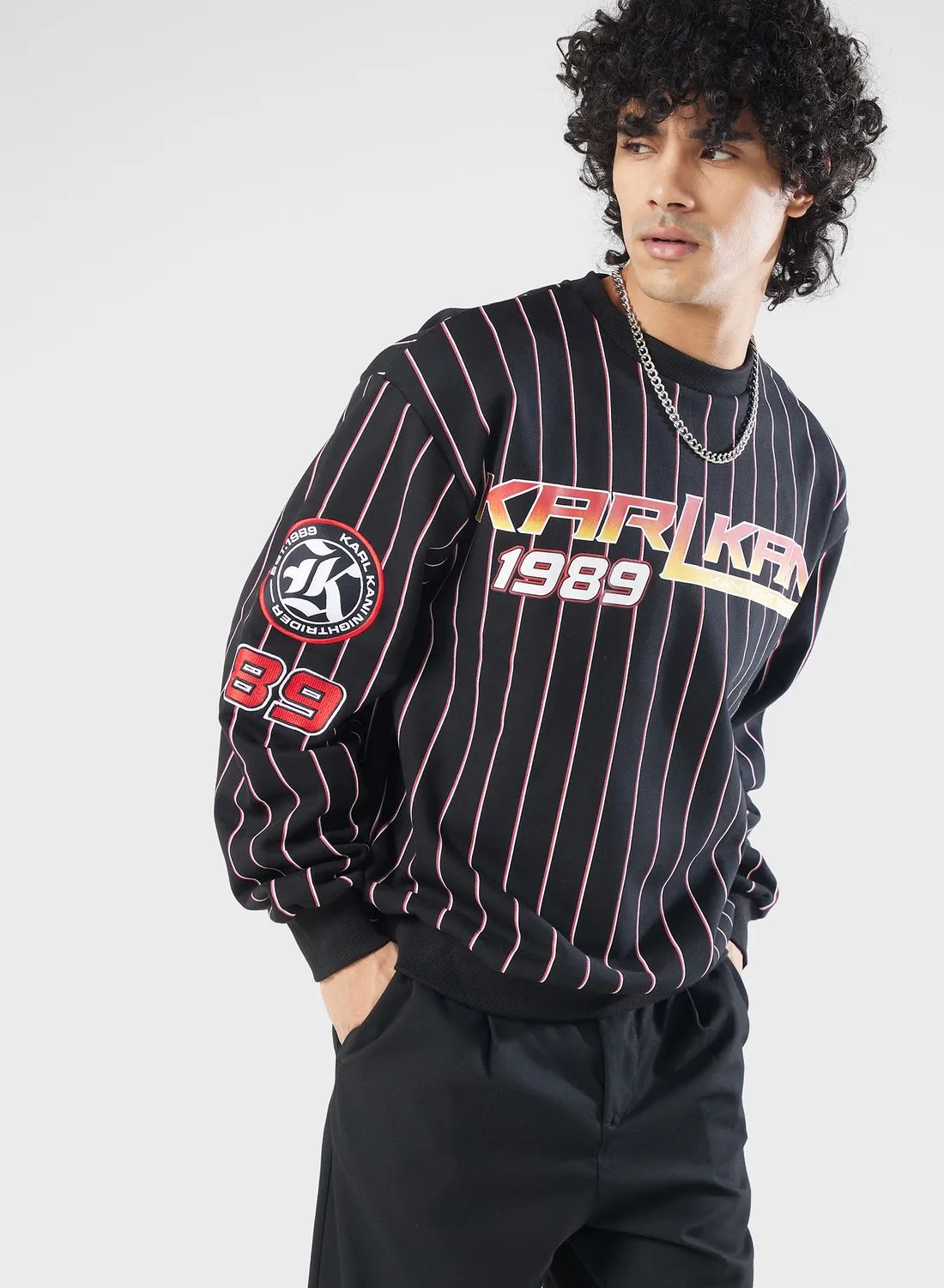 Karl Kani Woven Signature Night Rider Pinstripe Sweatshirt