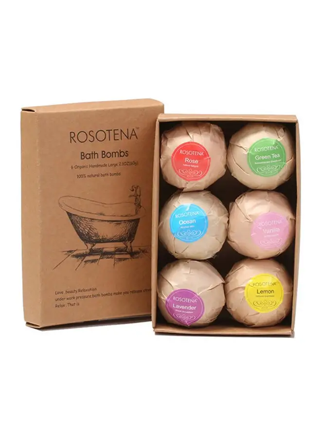 ROSOTENA 6-Piece Organic Bath Bombs Gift Set Multicolour 60g