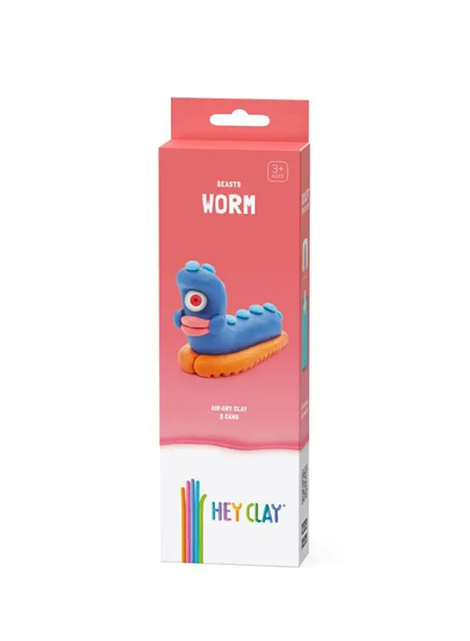 HEY CLAY DIY Worm Plastic Creative Modelling Air-Dry Clay For Kids 3 Cans