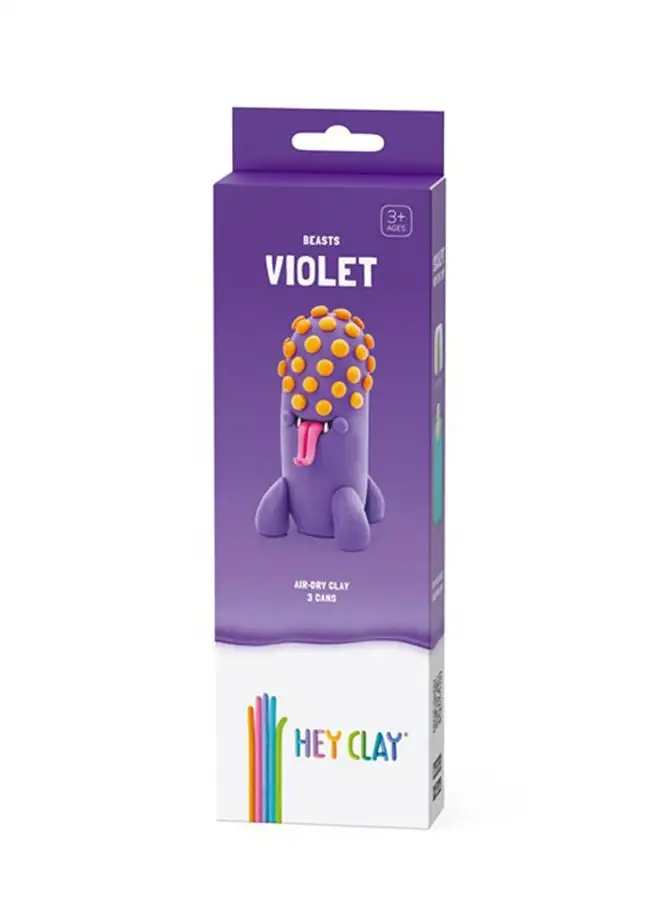 HEY CLAY DIY Violet Plastic Creative Modelling Air-Dry Clay For Kids 3 Cans