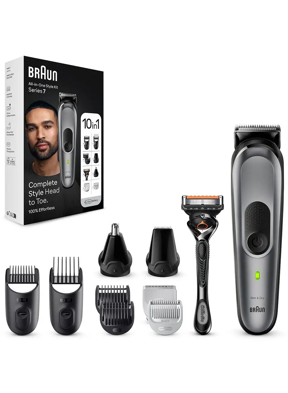 BRAUN 10 In 1 Grooming Kit With AutoSense Technology, ProBlade And Organizer Case - MGK 7420 Grey