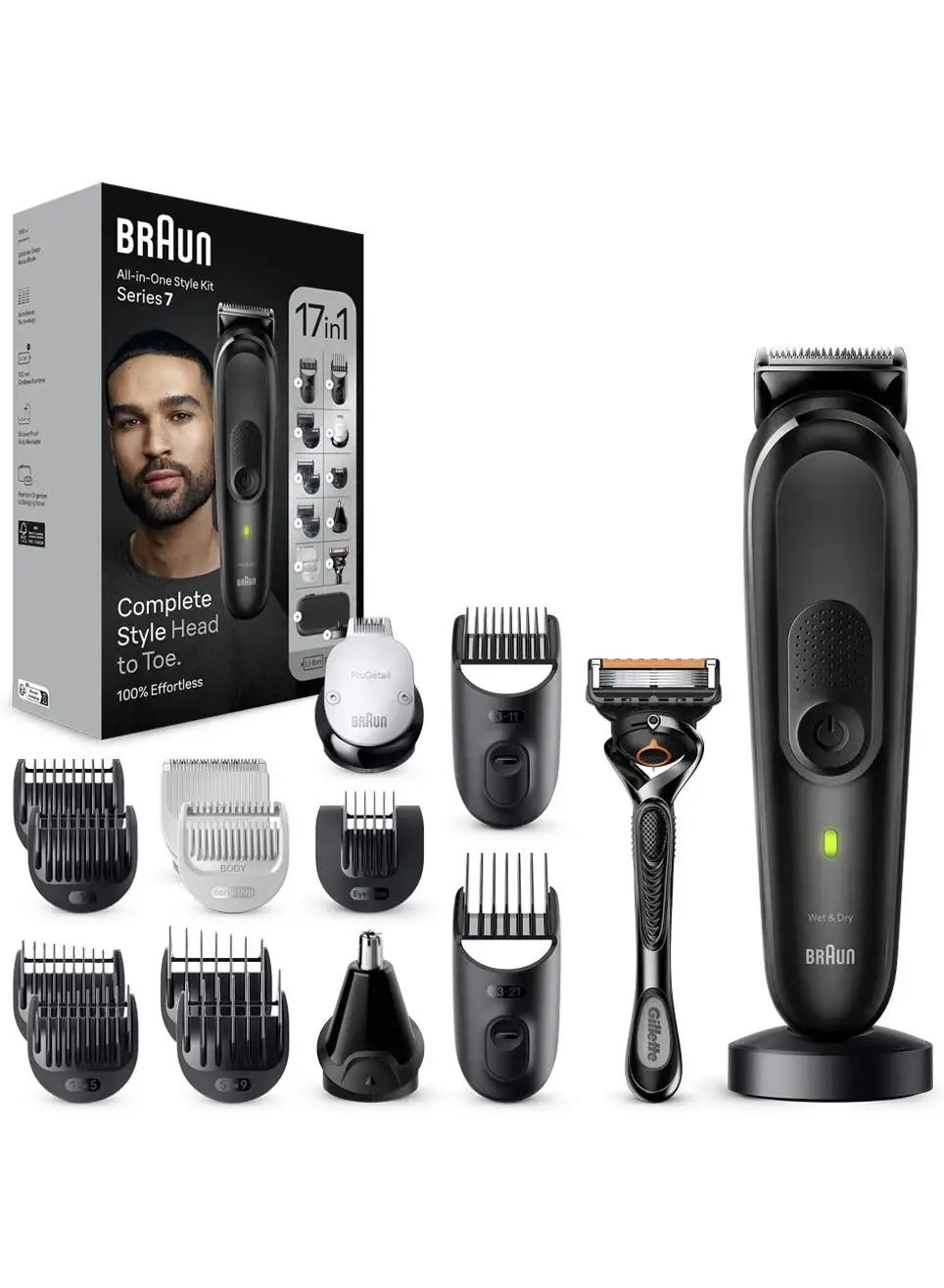 BRAUN 17 In 1 Grooming Kit With Auto Sense Technology, ProBlade And Organizer Case - MGK 7490 Black