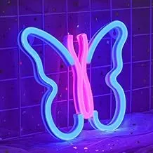 BPA Butterfly Neon Light, Kids Room, Gift, blue, LED, 35x35 cm