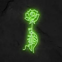 BPA Hand Holding Rose Neon Light, Love, Valentine, Girls BedRoom, Green, LED, 65x35 cm