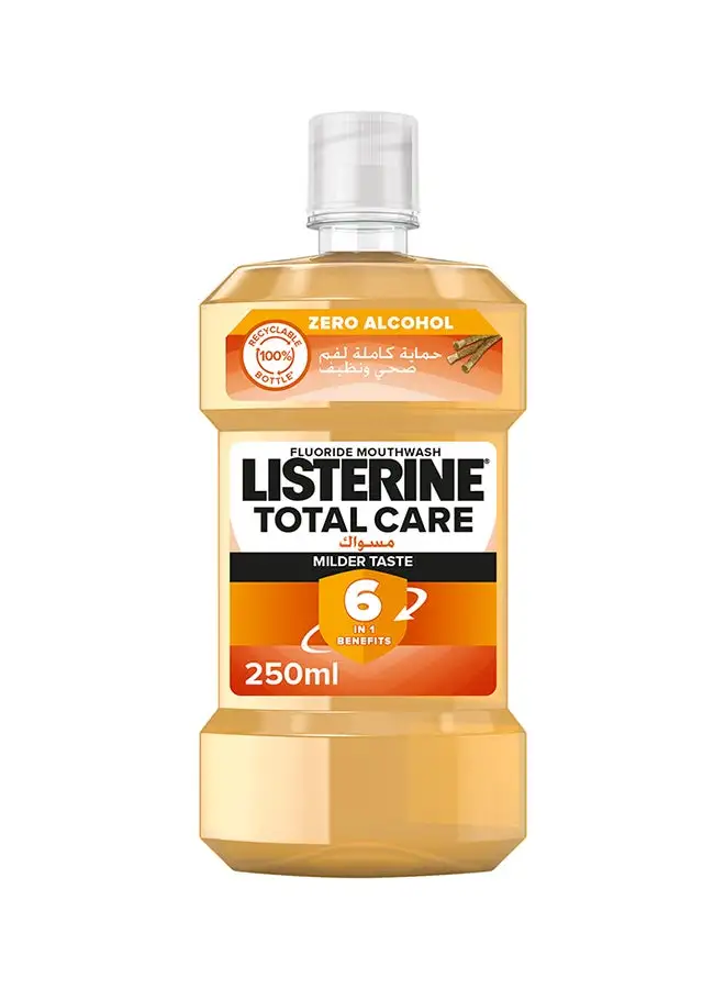 Listerine Total Care Miswak Fluoride Daily Mouthwash Milder Taste With Zero Alcohol Orange 250ml