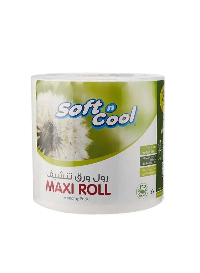 Hotpack Soft N Cool Eco-Friendly High Absorbency Kitchen Maxi Roll Tissue 1Ply x 300meter