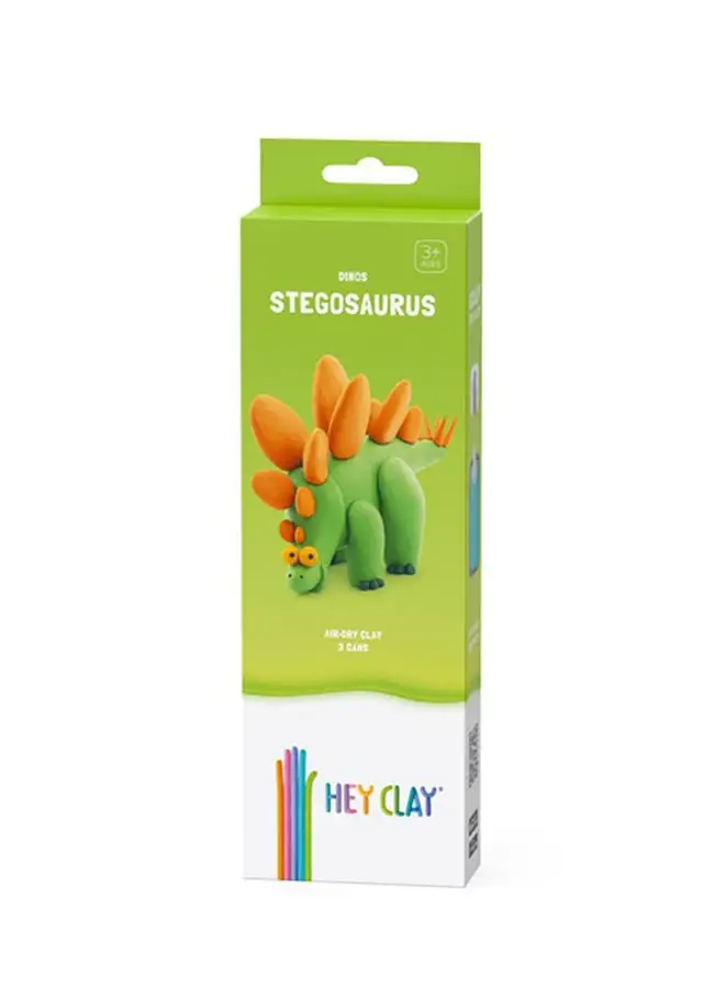 HEY CLAY DIY Stegosaurus Plastic Creative Modelling Air-Dry Clay For Kids 3 Cans