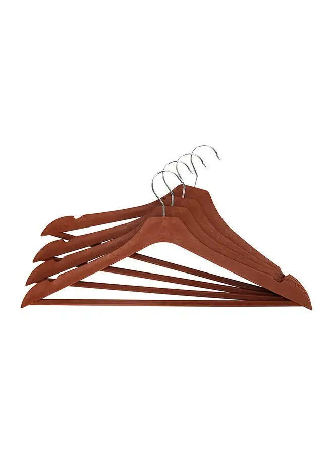 Royalford Royalford Pack of 4 Clothes Hanger Set- RF10899, Suitable for Wardrobe, Drying and Hanging Dry and Wet Clothes, Sturdy and has High Tensile Strength, Brown