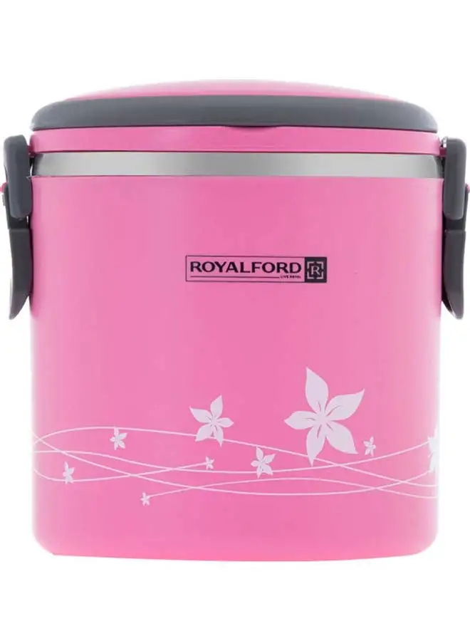 Royalford 2 In 1 Stainless Steel Lunch Box Pink 1.8Liters