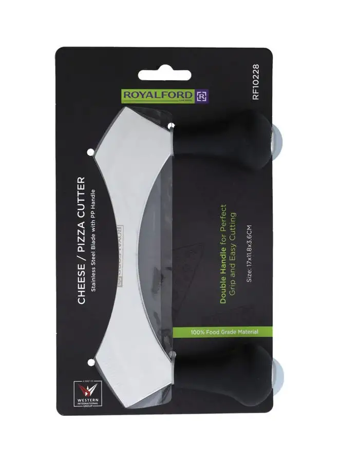 Royalford Super Sharp Blade Double Handled Cheese/Pizza Cutter With Polypropylene Handle Multicolour 17x11.8x3.6cm