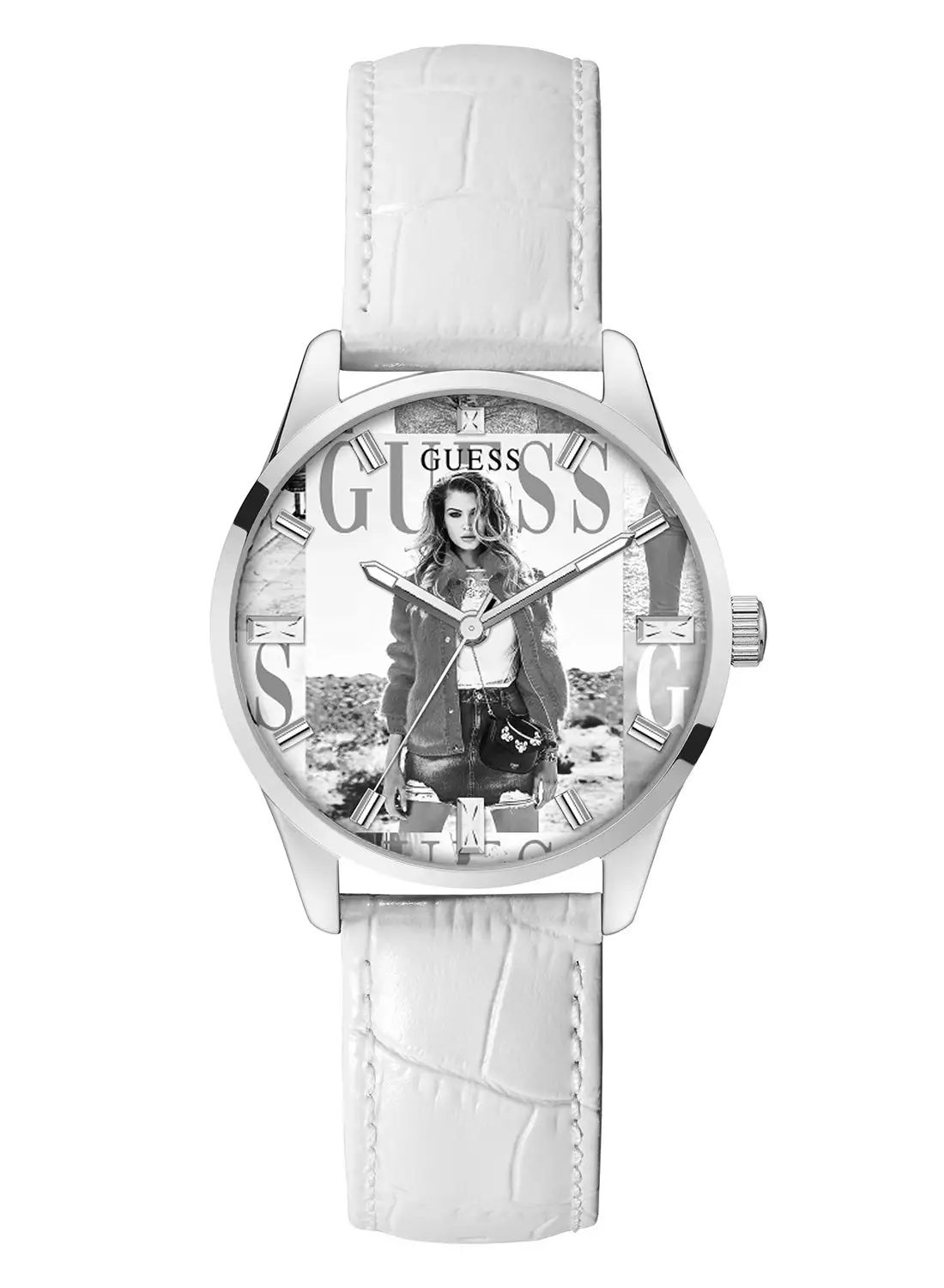 GUESS Women's Analog Round Shape Leather Wrist Watch GW0289L1 - 36 Mm